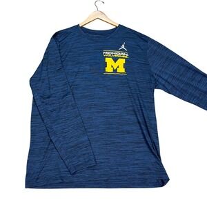 Michigan Wolverines Nike Jordan Pullover Mens XXL Blue Shirt Dri-FIT NCAA LOGO